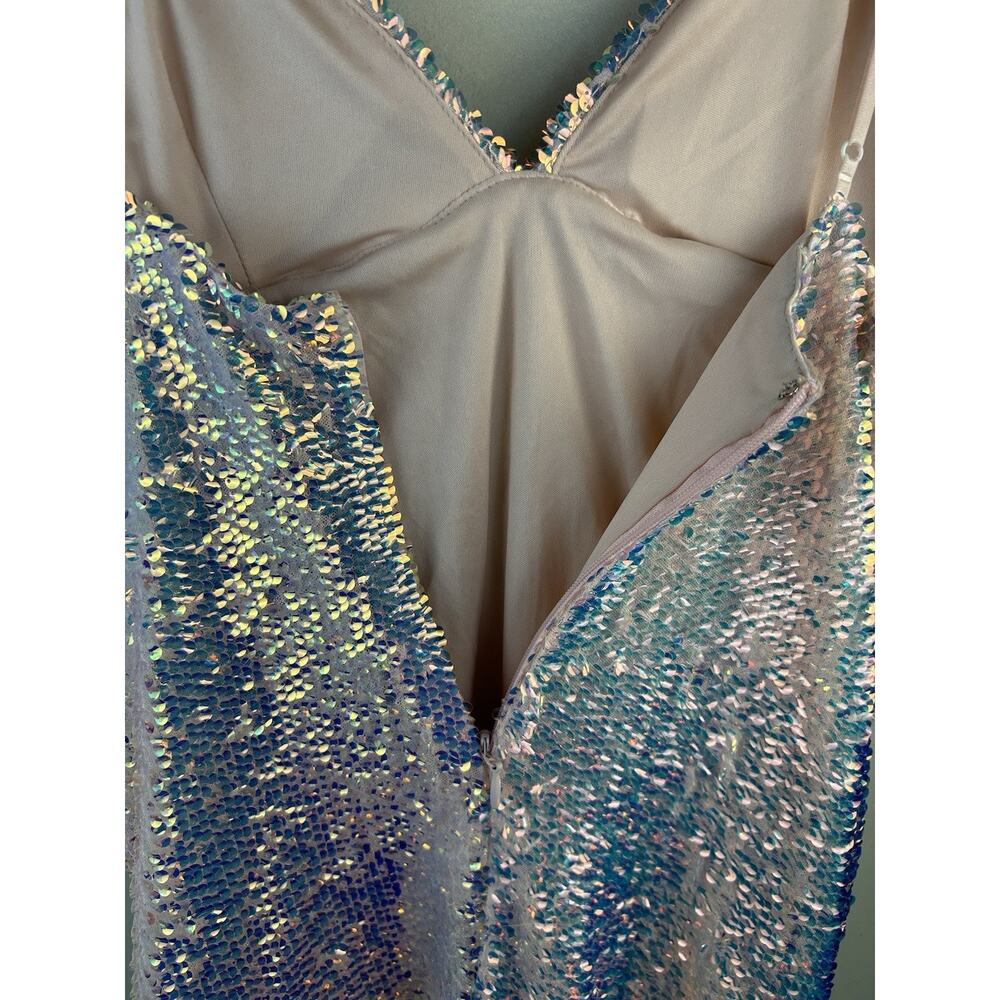 Fashion Nova Keep Your Shine Blush Pink Sequin Lined Dress Sz L Hoco Strappy - Picture 12 of 12